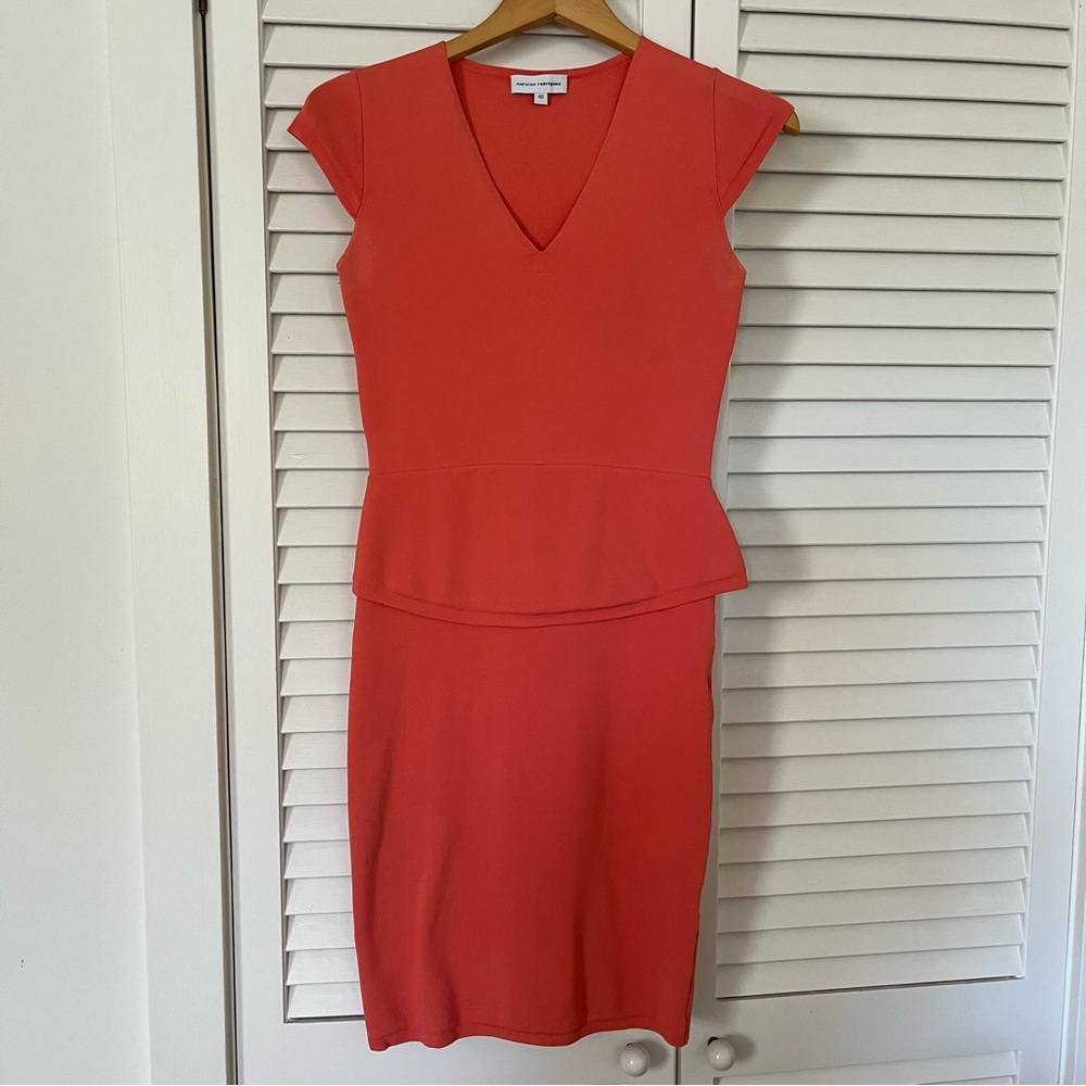 Narciso Rodriguez Coral Minimalist Midi Dress
